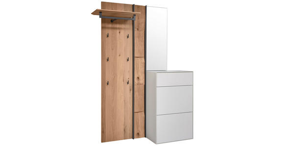 GARDEROBE 3-teilig  in 125/196/39 cm  - Eichefarben/Weiß, Design, Glas/Holz (125/196/39cm) - Johann Jakob