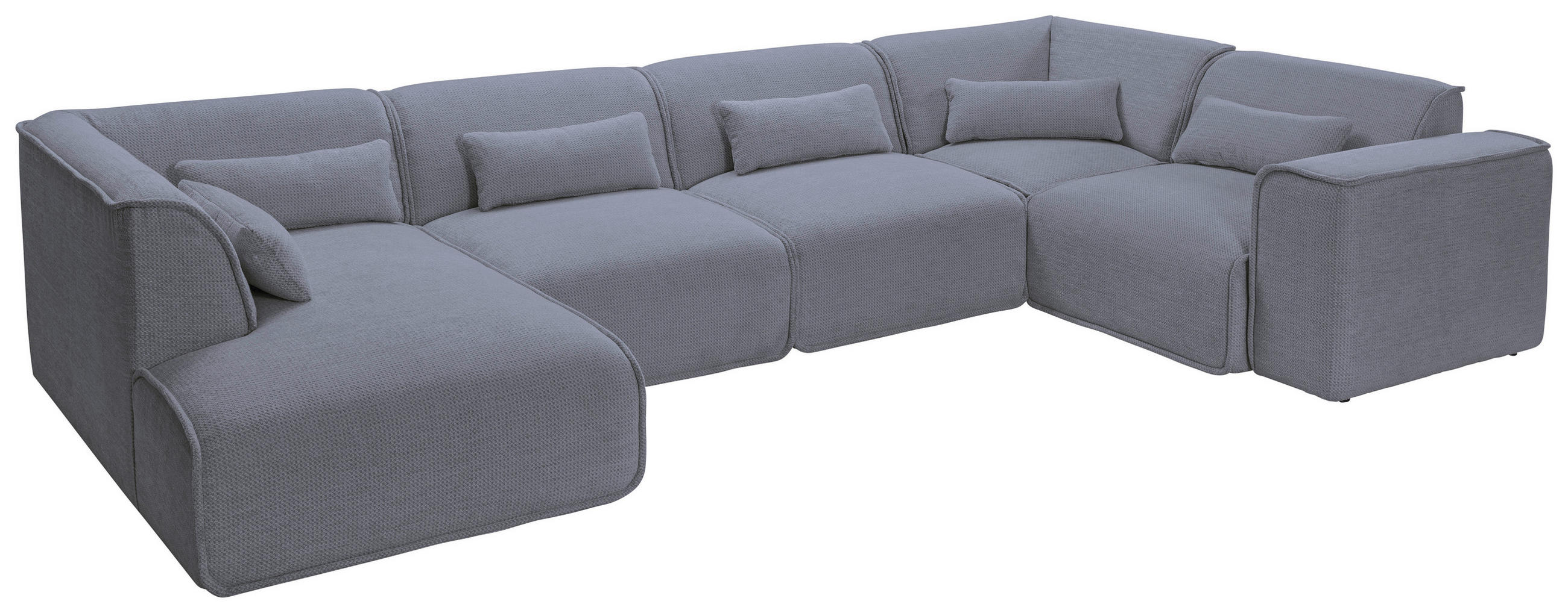 WOHNLANDSCHAFT LOMOCO MATEO Graublau Flachgewebe  - Graublau/Schwarz, Design, Kunststoff/Textil (165/368/211cm) - Lomoco