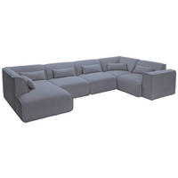 WOHNLANDSCHAFT LOMOCO MATEO in Flachgewebe Graublau  - Graublau/Schwarz, Design, Kunststoff/Textil (165/368/211cm) - Lomoco