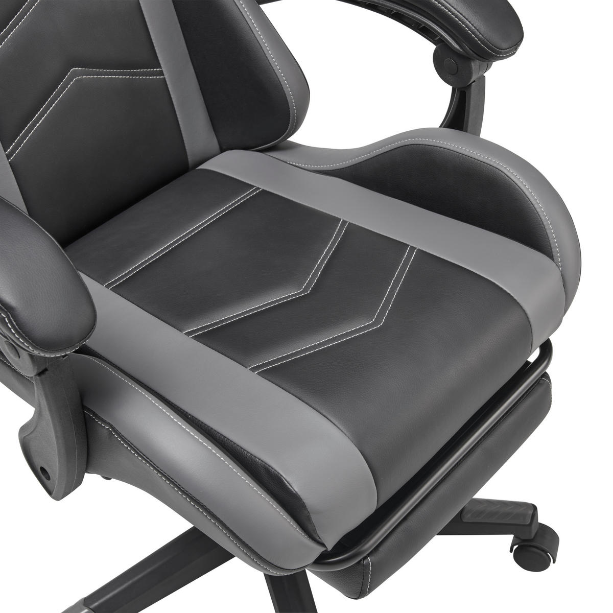 GAMINGSTUHL  in Lederlook Grau, Schwarz  - Schwarz/Grau, Lifestyle, Kunststoff/Textil (64/124-134/70cm) - MID.YOU