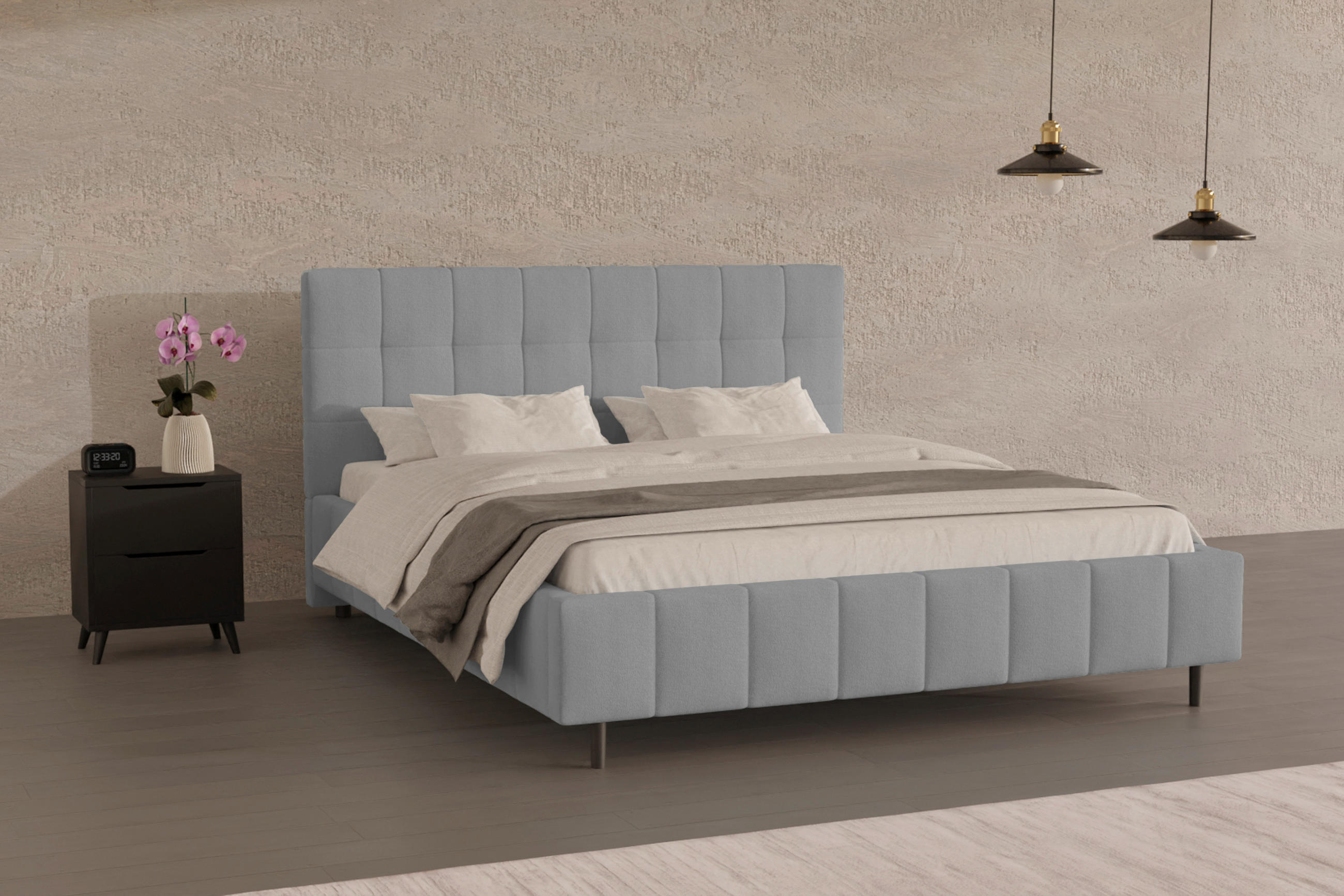 POLSTERBETT 180/200 cm  in Silberfarben  - Silberfarben/Schwarz, MODERN, Holz/Textil (180/200cm) - MID.YOU