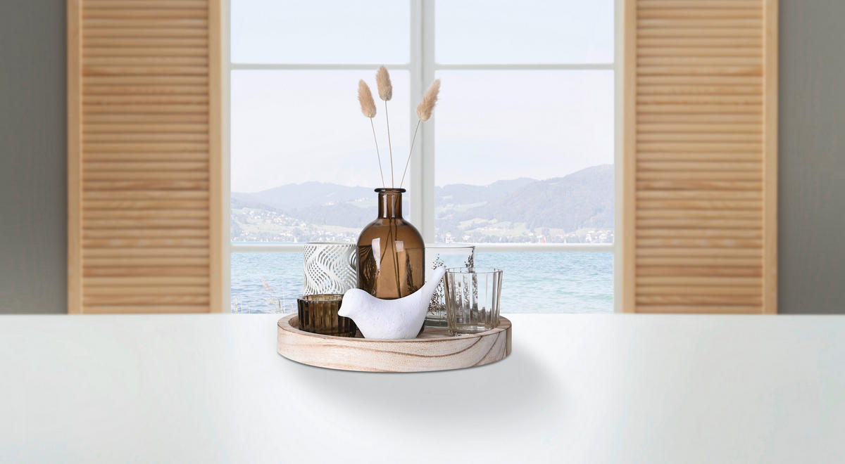 KERZENHALTER-SET - Multicolor, LIFESTYLE, Glas/Naturmaterialien (22/15cm) - Ambia Home