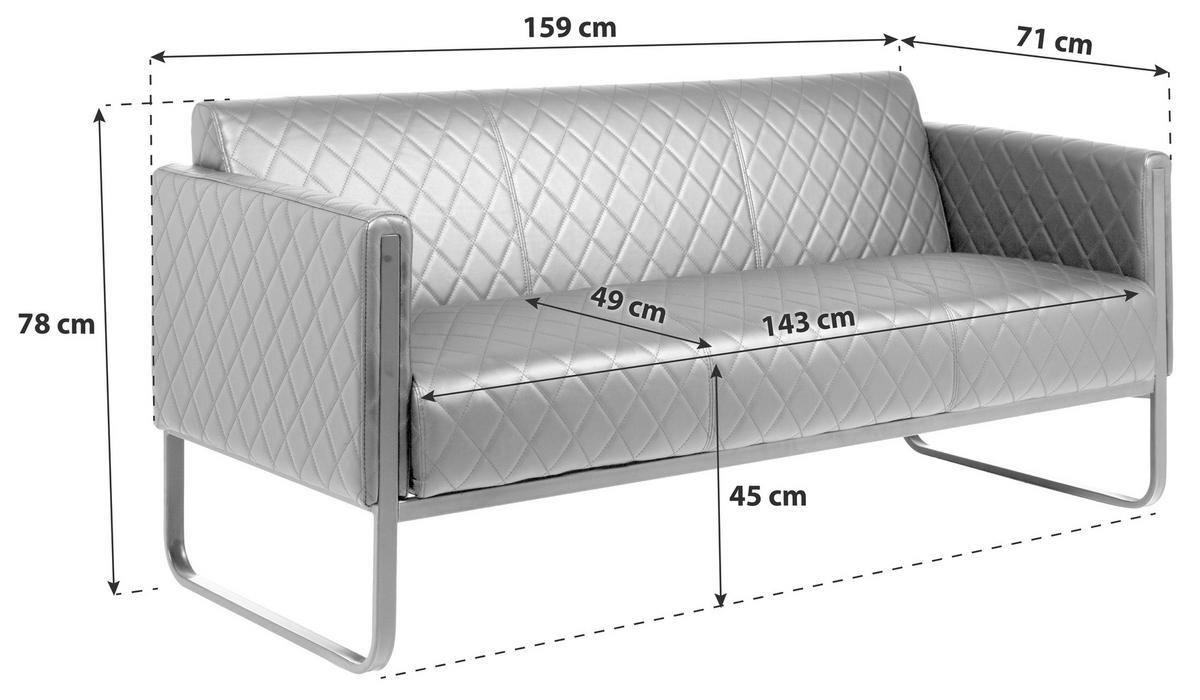 3-SITZER-SOFA in Lederlook Schwarz  - Schwarz, MODERN, Textil/Metall (159/78/71cm) - MID.YOU