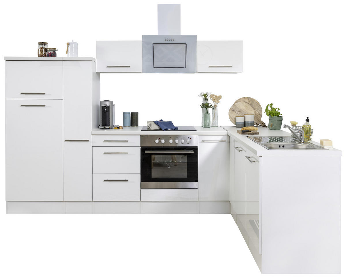 ECKKÜCHE 290/200 cm  in Weiss Hochglanz  - Weiss Hochglanz/Weiss, Konventionell, Holzwerkstoff/Metall (290/200cm) - Respekta