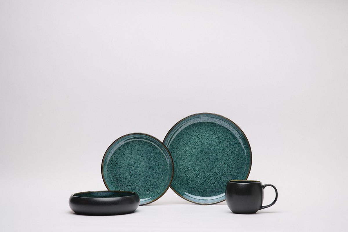 KOMPLETT SERVIS Faro Grün 16 delar  - grön, Design, keramik - Novel