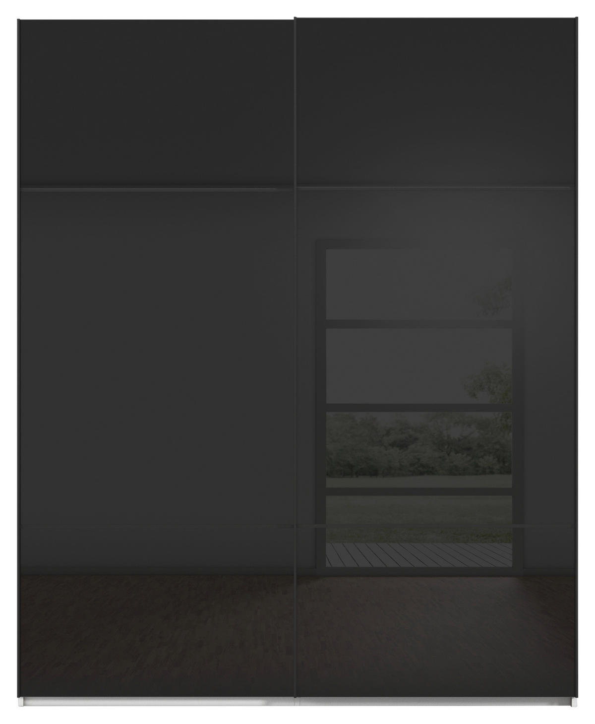 SCHWEBETÜRENSCHRANK in Schwarz, Weiss  - Weiss/Schwarz, Konventionell, Glas/Holzwerkstoff (181/223/67cm) - Novel