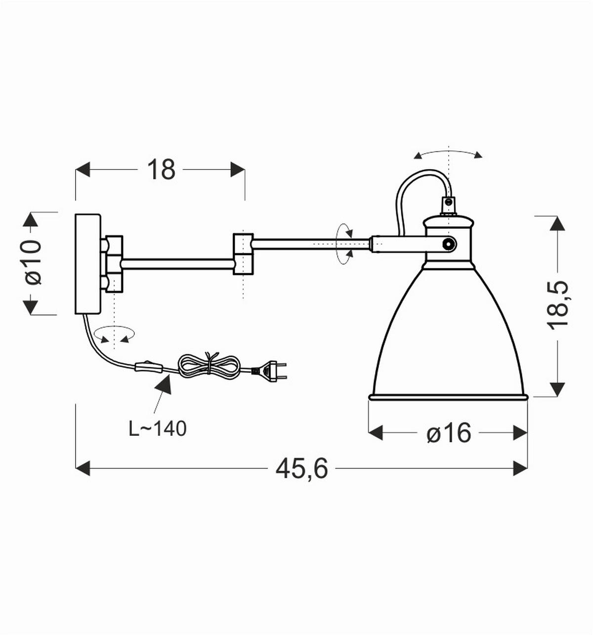 VÄGGLAMPA 16/45,6/18,5 cm   - svart, Basics, metall (16/45,6/18,5cm)