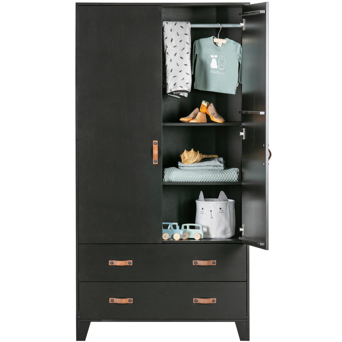 DREHTÜRENSCHRANK  in Schwarz  - Schwarz, Basics, Holz (94/180/40cm) - MID.YOU