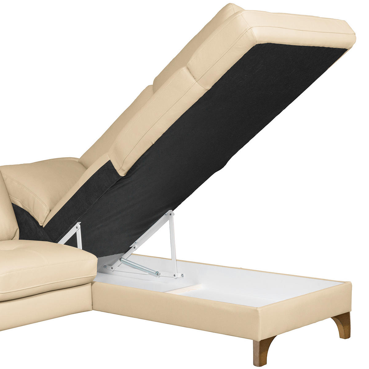 ECKSOFA Lederlook Echtleder Beige  - Beige/Buchefarben, Design, Leder/Holz (234/190cm) - Livetastic