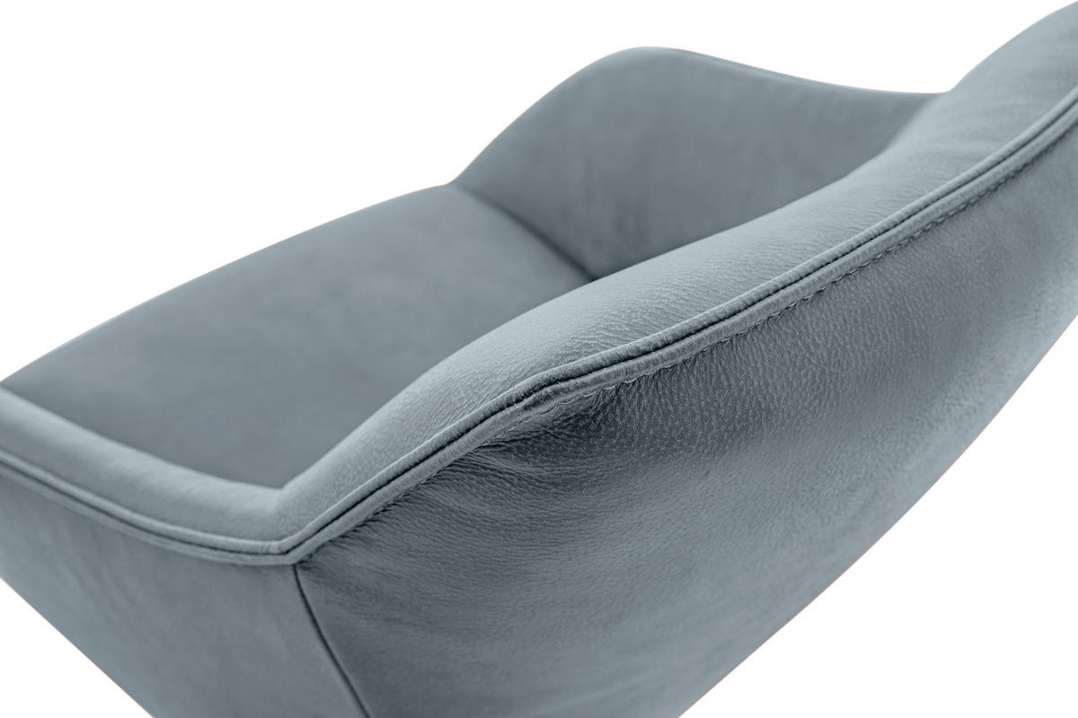 ARMLEHNSTUHL  in Stahl Echtleder naturbelassen  - Graublau/Schwarz, Design, Leder/Metall (60/84/67cm) - Koinor