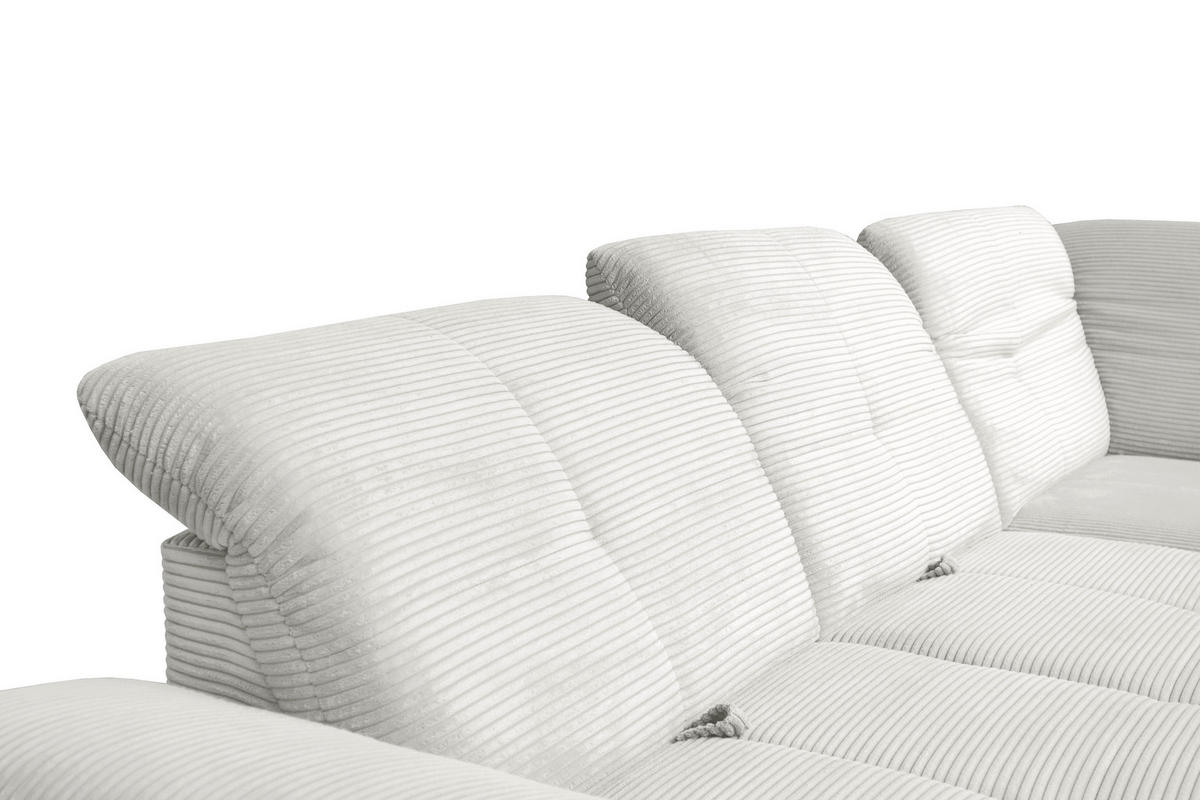 ECKSOFA in Cord Ecru  - Ecru/Schwarz, Design, Textil/Metall (313/242cm) - Xora