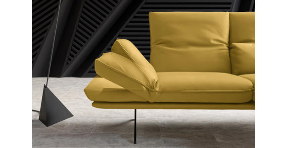 ECKSOFA in Echtleder Gelb 210/130 cm - Gelb/Schwarz, Design, Leder/Metall (210/130cm) - Dieter Knoll