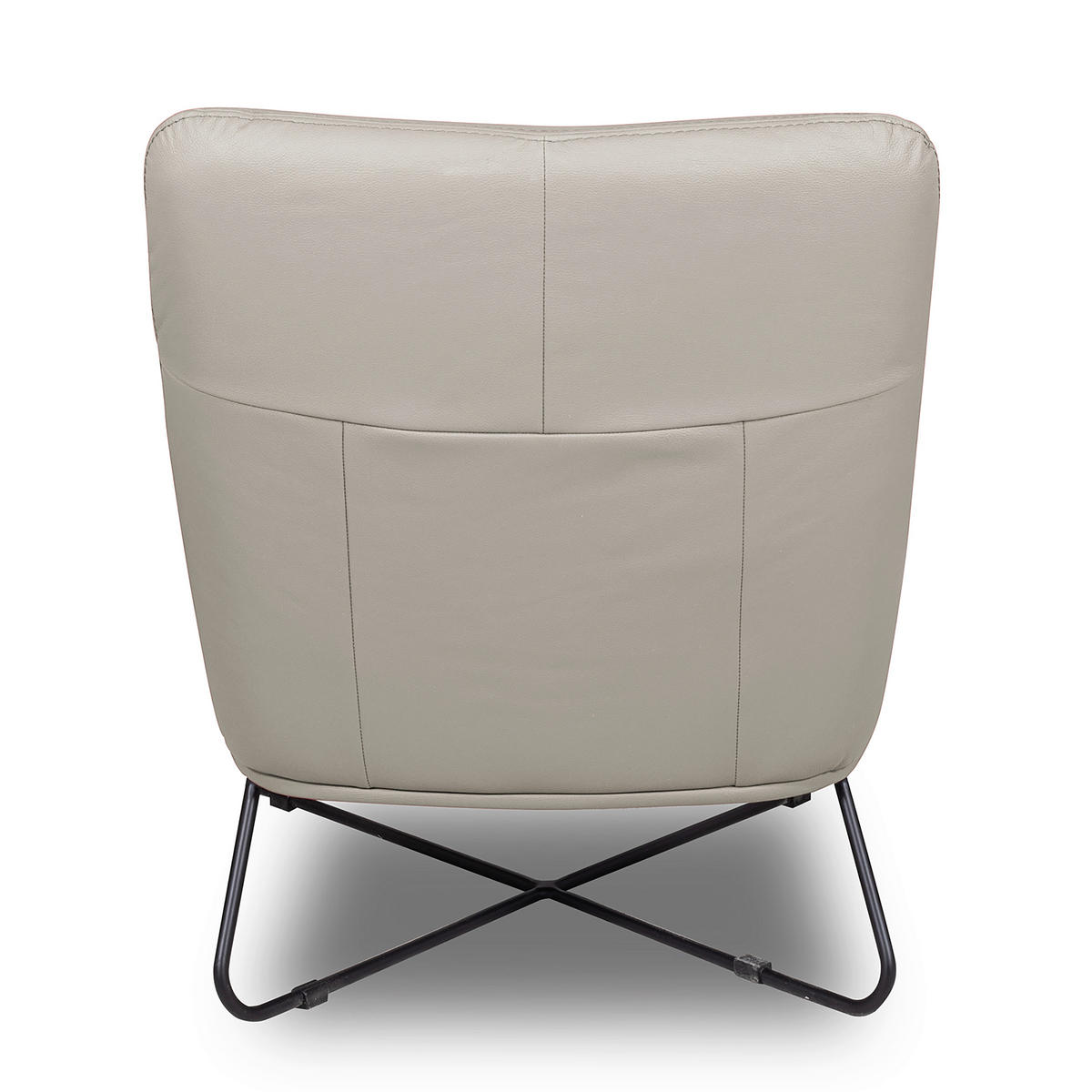 SESSEL Echtleder Platinfarben  - Platinfarben/Schwarz, Design, Leder/Metall (67/87/74cm) - Livetastic