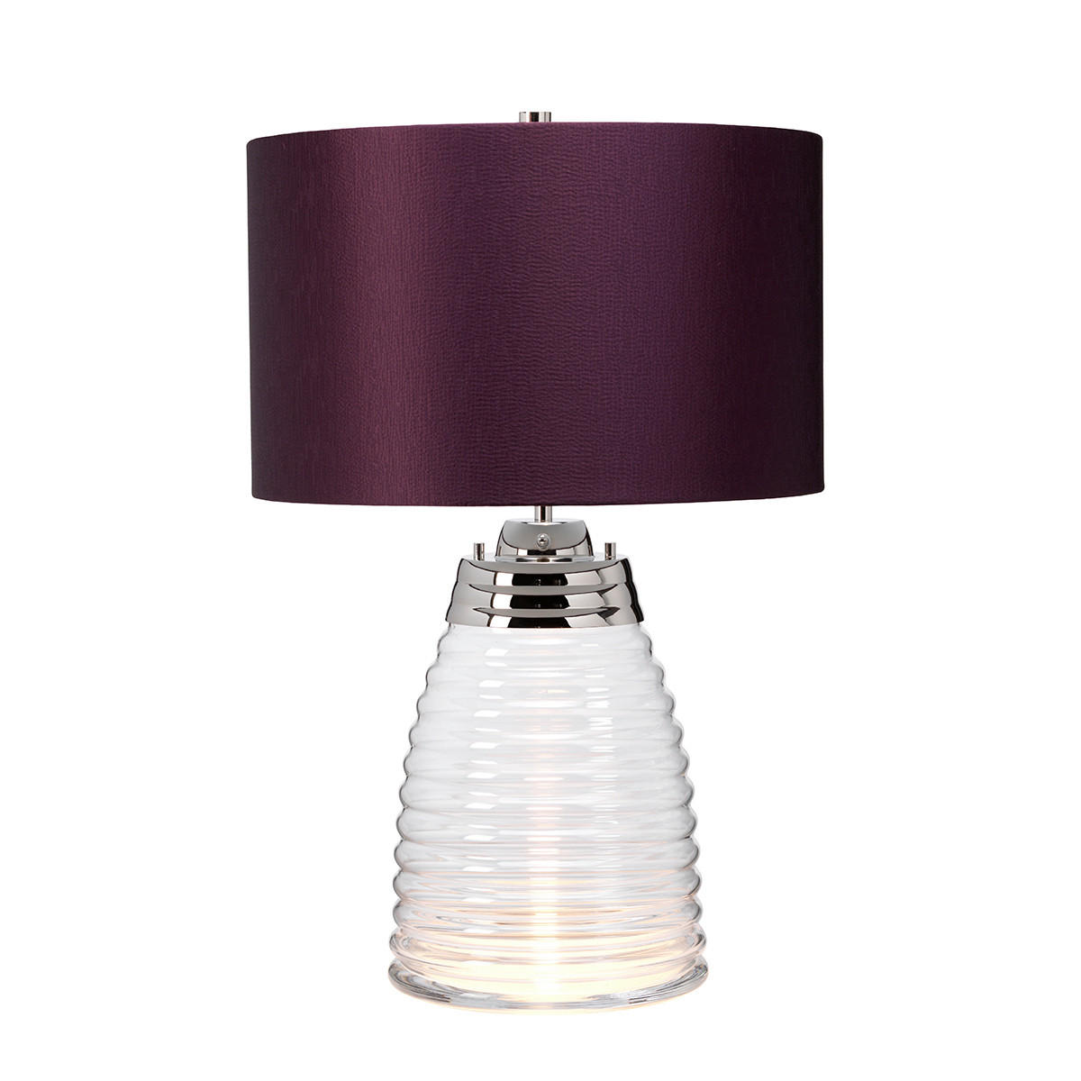 TISCHLEUCHTE - Klar/Aubergine, Design, Glas/Textil (41/64,3cm) - Elstead Lighting