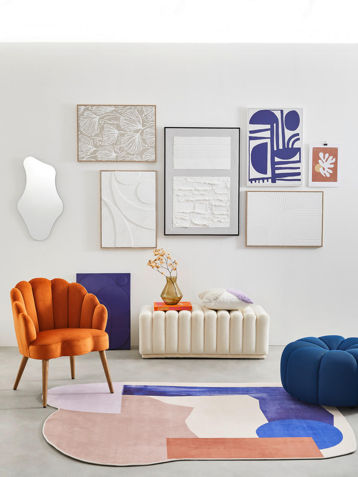 KLOP, kovina, tekstil bela  - črna/bela, Moderno, kovina/tekstil (113/42/48cm) - Carryhome