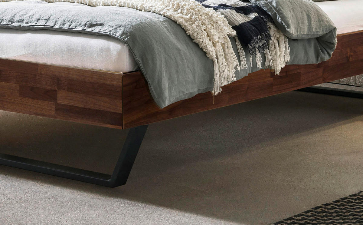 BETT 140/200 cm,  in Schwarz, Nussbaumfarben  - Nussbaumfarben/Schwarz, KONVENTIONELL, Holz/Metall (140/200cm) - Hasena