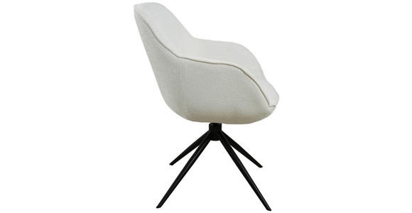ARMLEHNSTUHL in Eisen Leinenoptik - Creme/Schwarz, Design, Textil/Metall (64/84/61cm) - Novel