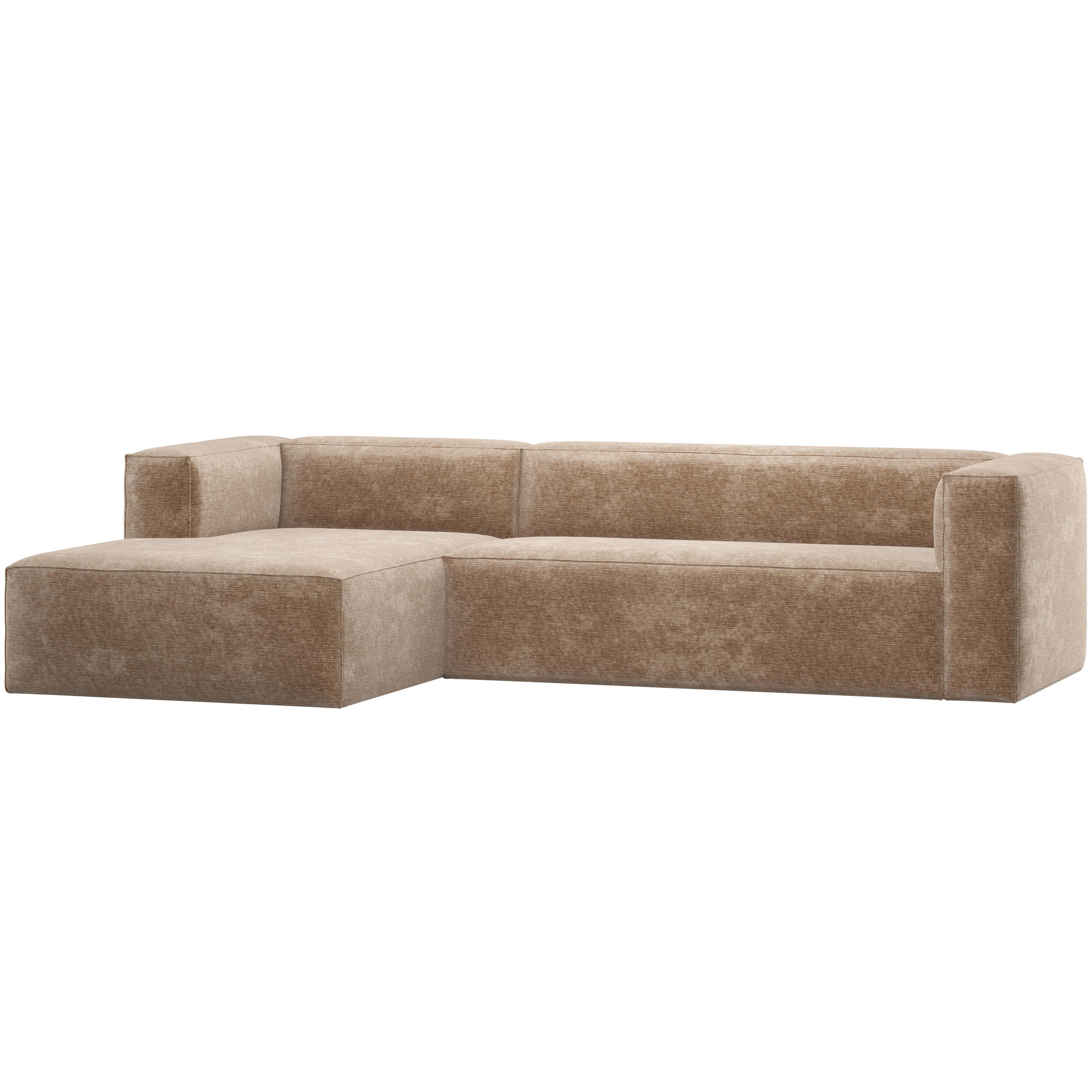 ECKSOFA Bean Taupe Chenille, Samt  - Taupe/Schwarz, MODERN, Kunststoff/Textil (175/305cm) - Livetastic