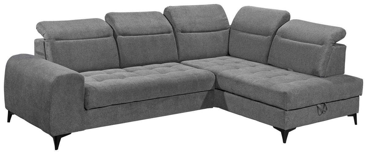 ECKSOFA in Webstoff Anthrazit  - Anthrazit/Schwarz, Konventionell, Kunststoff/Textil (282/200cm) - MID.YOU