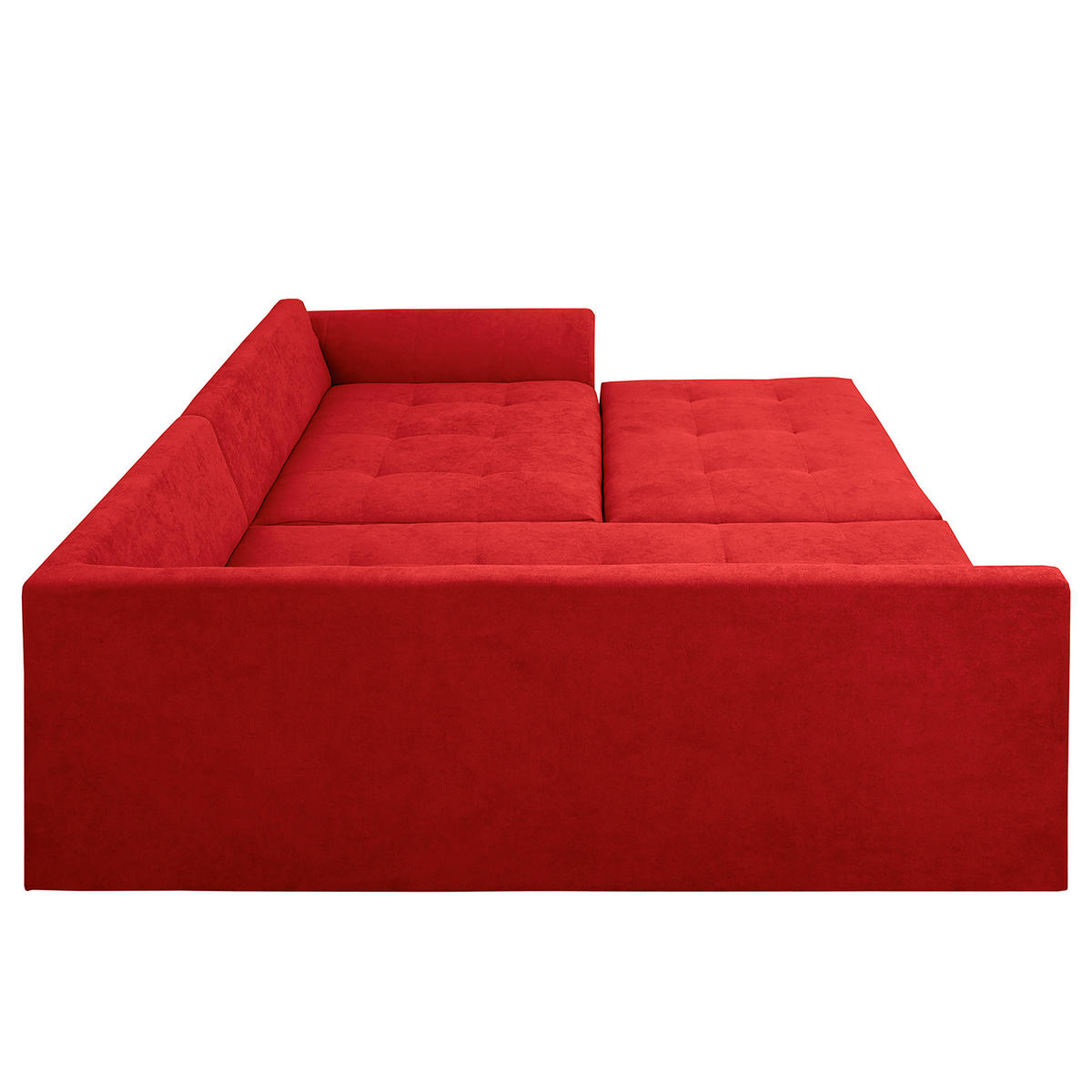 ECKSOFA inkl. Hocker Ariella Rot Mikrofaser Rückenkissen, Hocker  - Rot/Naturfarben, Design, Holz/Textil (161/231cm) - Livetastic