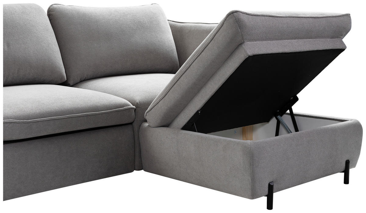 ECKSOFA in Grau  - Schwarz/Grau, Modern, Textil/Metall (262/178cm) - MID.YOU
