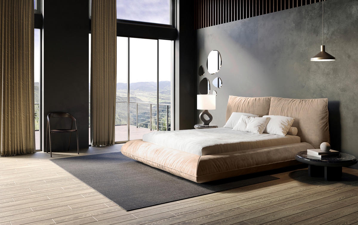 POLSTERBETT 200/200 cm,  in Rotbraun,  - Rotbraun/Schwarz, Design, Textil/Metall (200/200cm) - Belluti