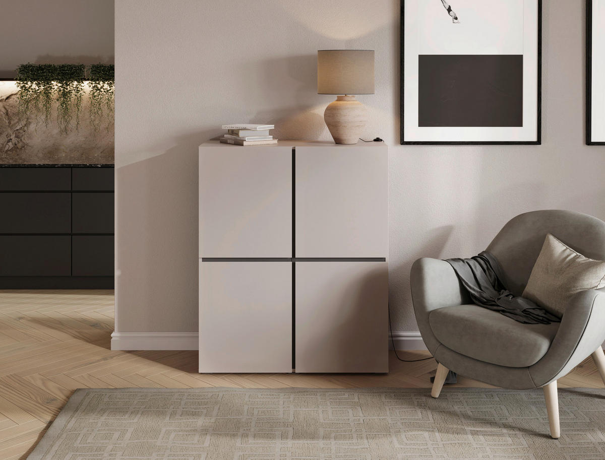 HIGHBOARD  99,4/119,4/39,8 cm  - Kaschmir/Schwarz, Design, Holzwerkstoff/Kunststoff (99,4/119,4/39,8cm) - Xora