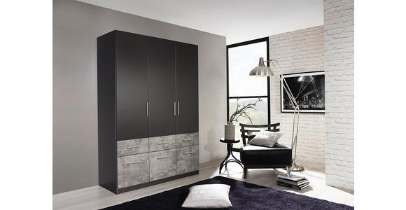 DREHTÜRENSCHRANK 3-türig Grau, Graphitfarben - Alufarben/Graphitfarben, Basics, Holzwerkstoff/Kunststoff (136/197/54cm) - Xora
