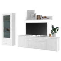 WOHNWAND  in Weiß  304/185/43 cm  - Messingfarben/Weiß, LIFESTYLE, Glas/Holzwerkstoff (304/185/43cm) - Landscape