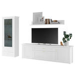 WOHNWAND  in Weiß  304/185/43 cm  - Messingfarben/Weiß, LIFESTYLE, Glas/Holzwerkstoff (304/185/43cm) - Landscape