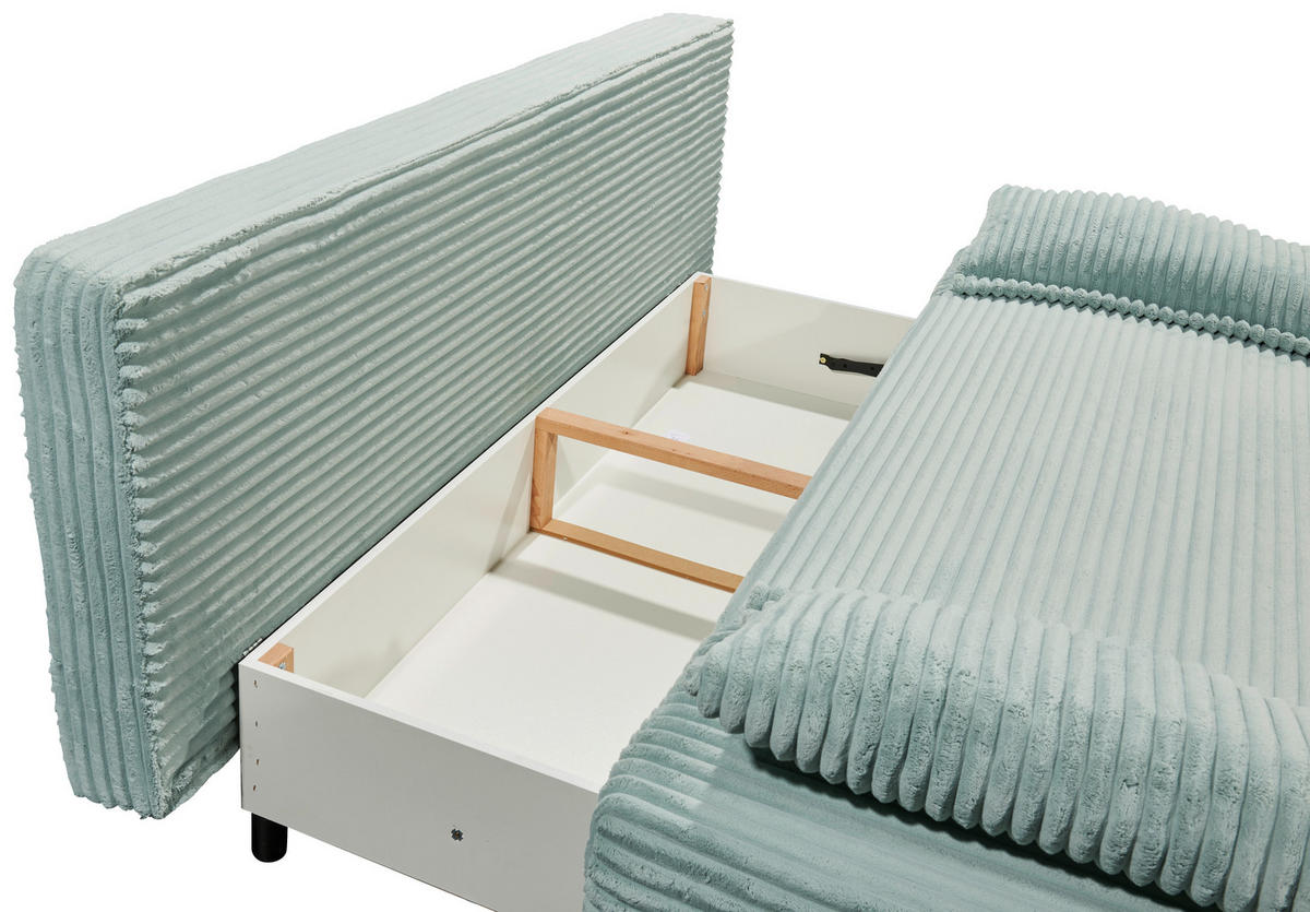 SCHLAFSOFA Cord Pastellgrün  - Pastellgrün/Schwarz, KONVENTIONELL, Kunststoff/Textil (211/96/105cm) - Carryhome