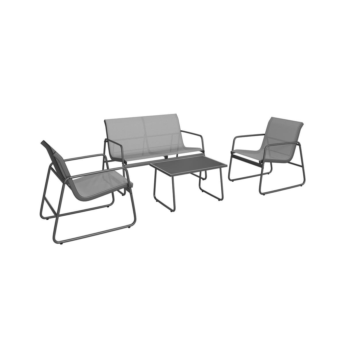 GARTENSET Webstoff Eisen  - Dunkelgrau/Schwarz, Design, Glas/Textil - Ambia Garden