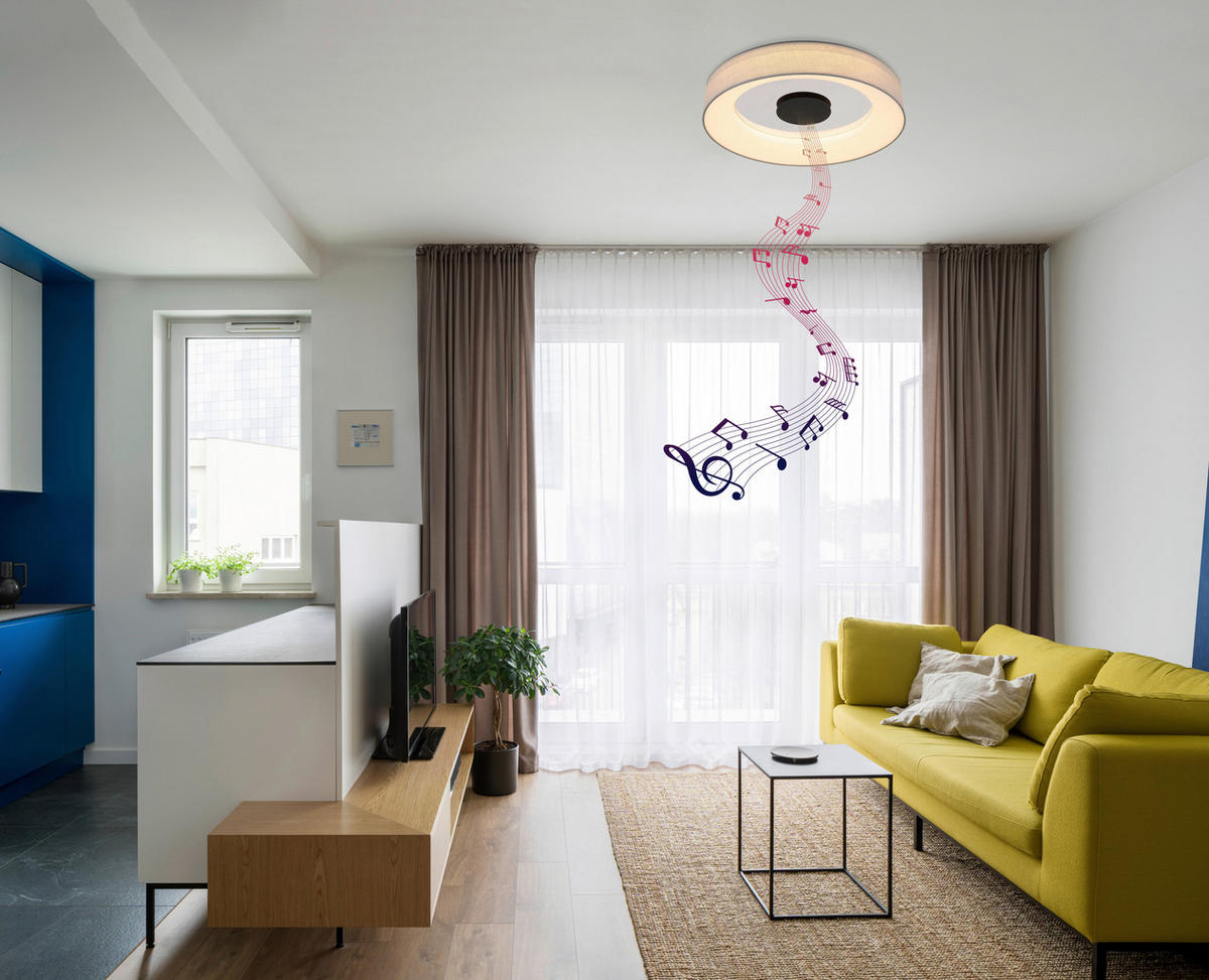 LED-DECKENLEUCHTE 40 W  46,8/9,8 cm    - Chromfarben/Weiss, Trend, Kunststoff/Textil (46,8/9,8cm) - Globo
