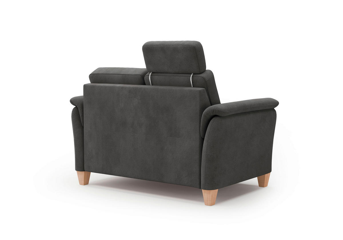 2-SITZER-SOFA in Flachgewebe Schwarz  - Eichefarben/Schwarz, KONVENTIONELL, Holz/Textil (149/89/89cm) - Sit & More