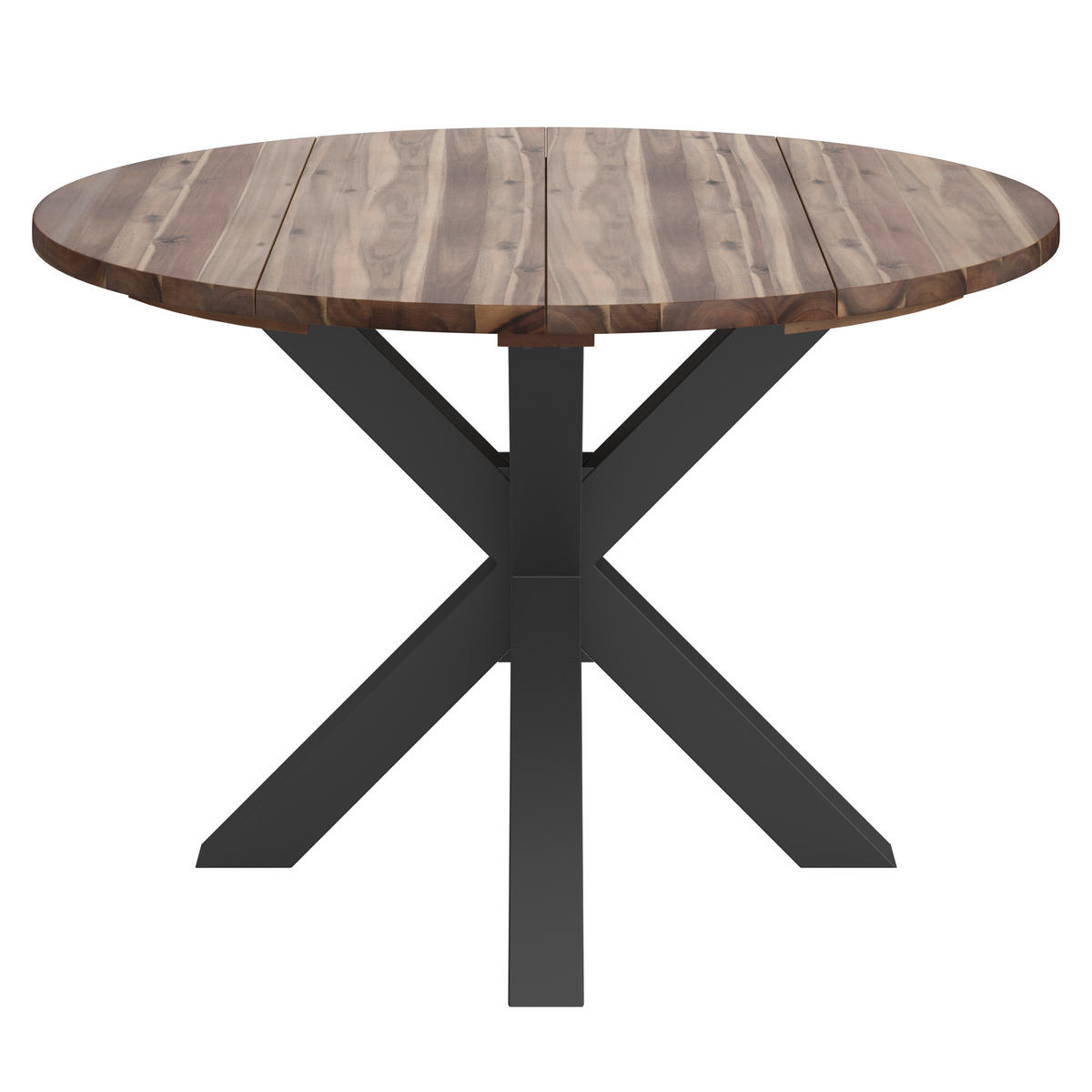 GARTENTISCH 120/120/76 cm Holz, Metall rund  - Schwarz/Akaziefarben, MODERN, Holz/Metall (120/120/76cm) - Ambia Garden