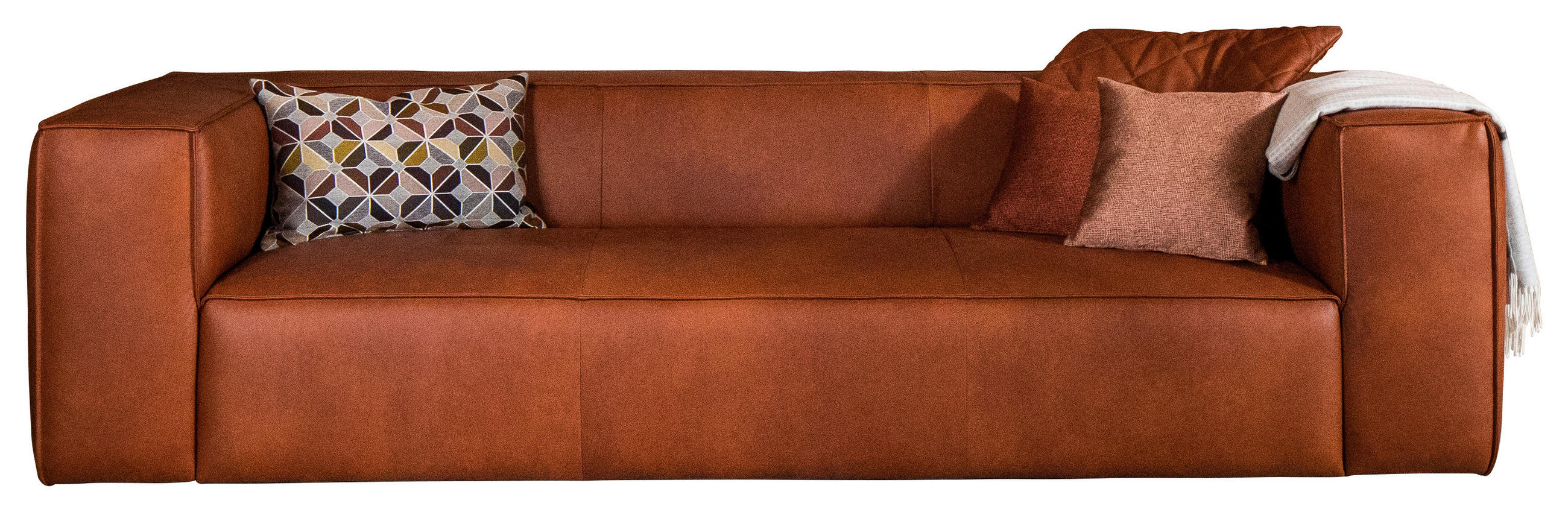 3-SITZER-SOFA Echtleder Cognac  - Cognac/Schwarz, MODERN, Leder/Kunststoff (260/66/104cm) - Chilliano