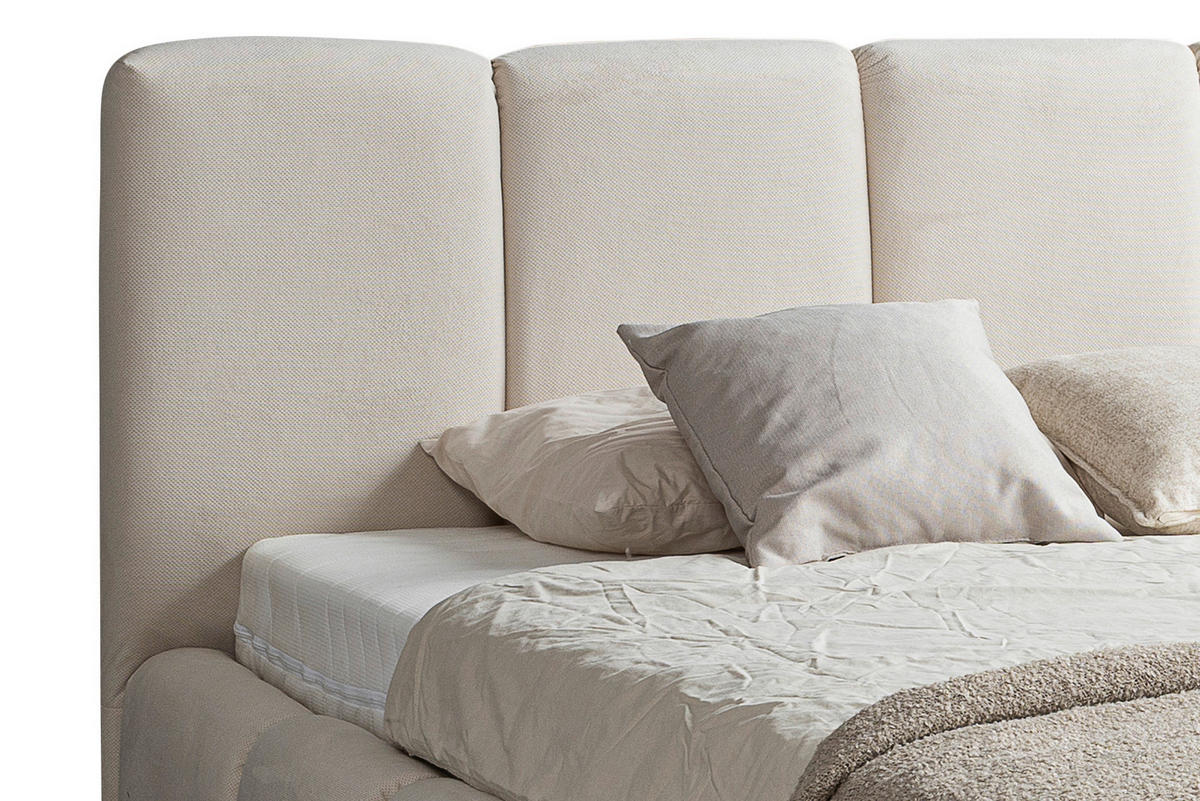 POLSTERBETT 180/200 cm  in Beige  - Beige/Schwarz, Modern, Holz/Holzwerkstoff (180/200cm) - MID.YOU