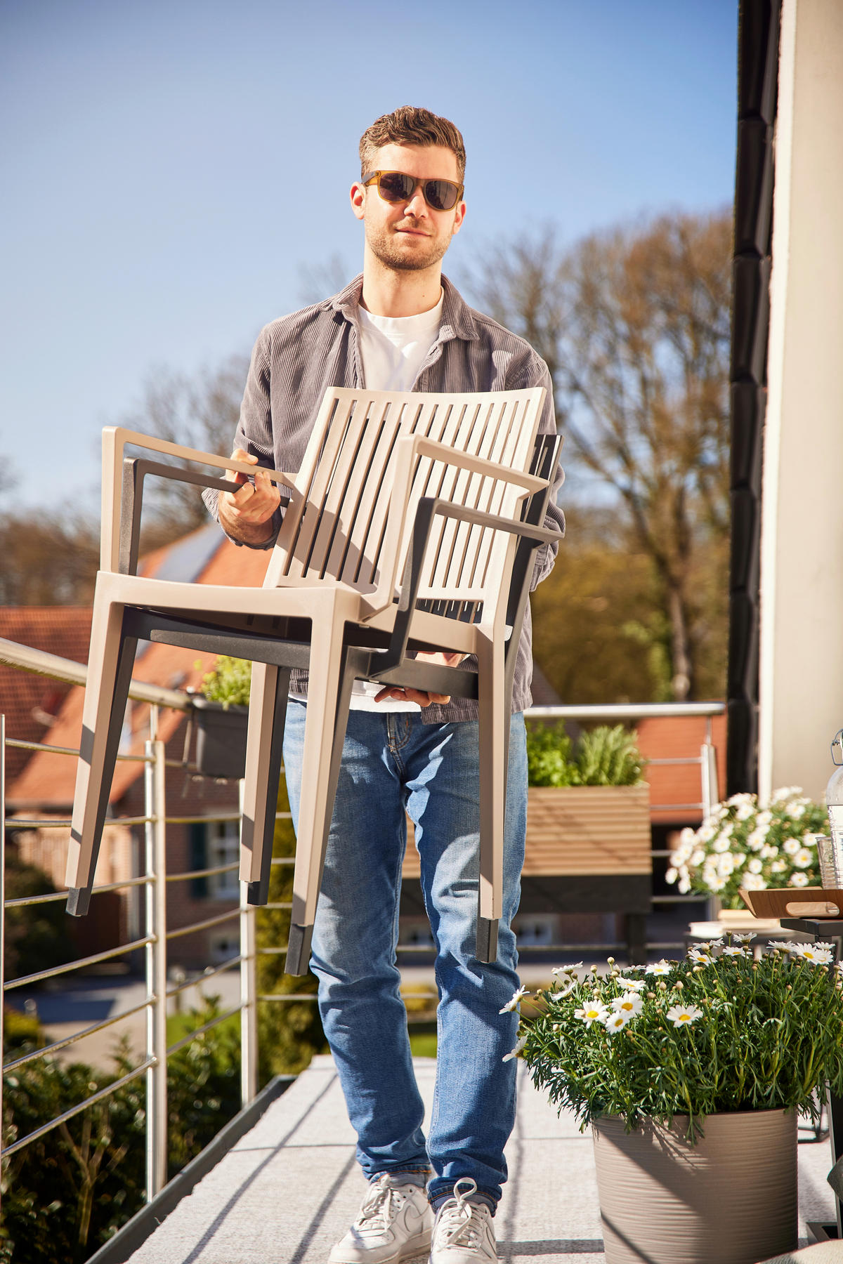 GARTENGARNITUR 3-teilig Stahl  - Anthrazit, Basics, Kunststoff/Metall (80/80/80cm) - Siena Garden