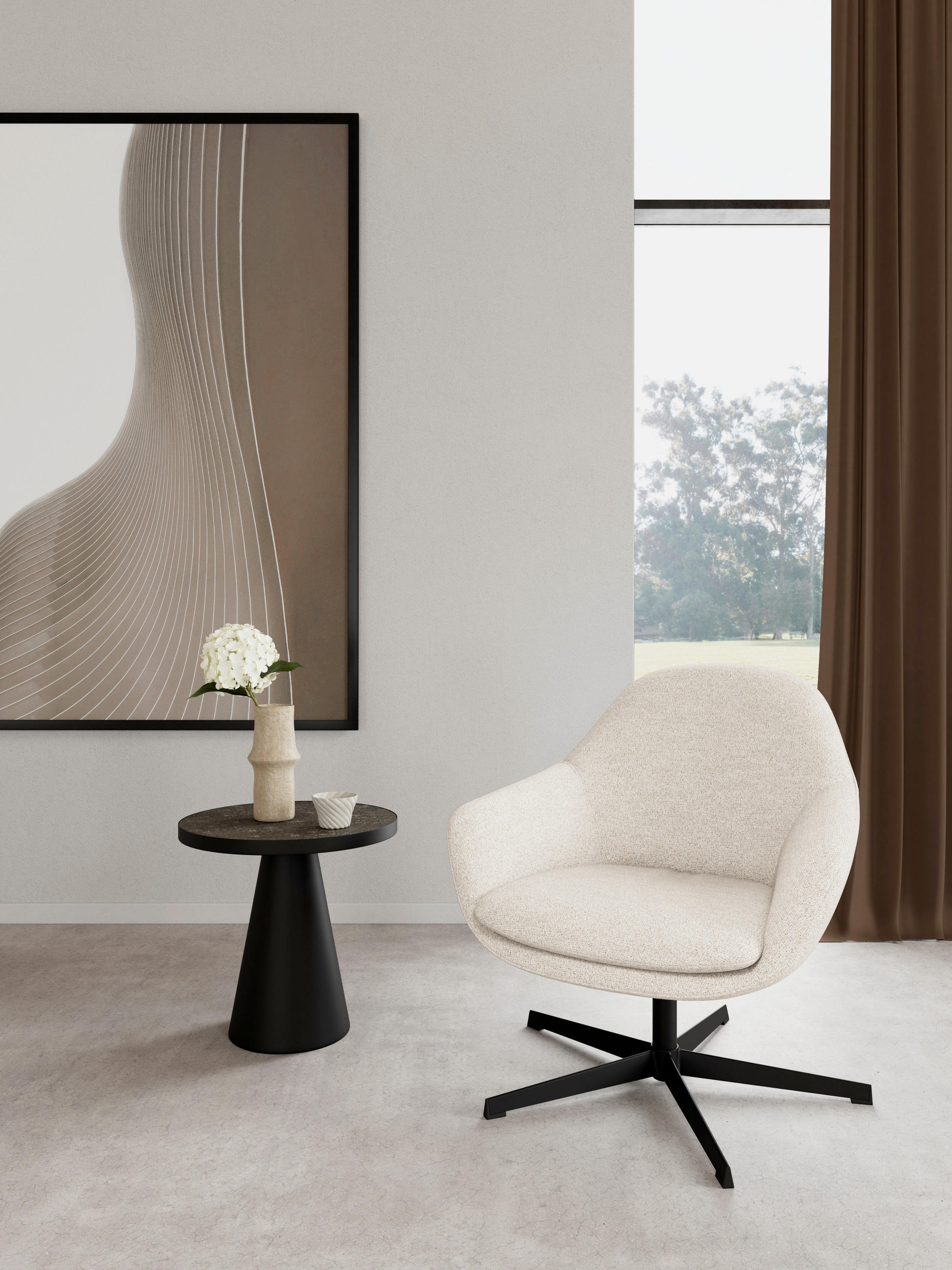 SESSEL Beige, Schwarz  - Beige/Schwarz, Modern, Textil/Metall (74/81/72cm) - Livetastic