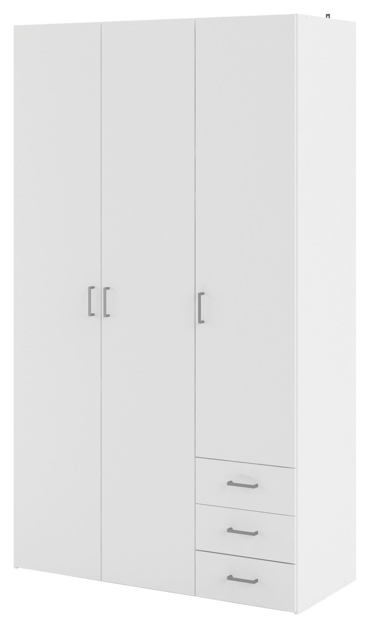 KLEIDERSCHRANK in Weiss  - Weiss/Silberfarben, Basics, Holzwerkstoff/Metall (115,8/200,4/49,5cm) - MID.YOU