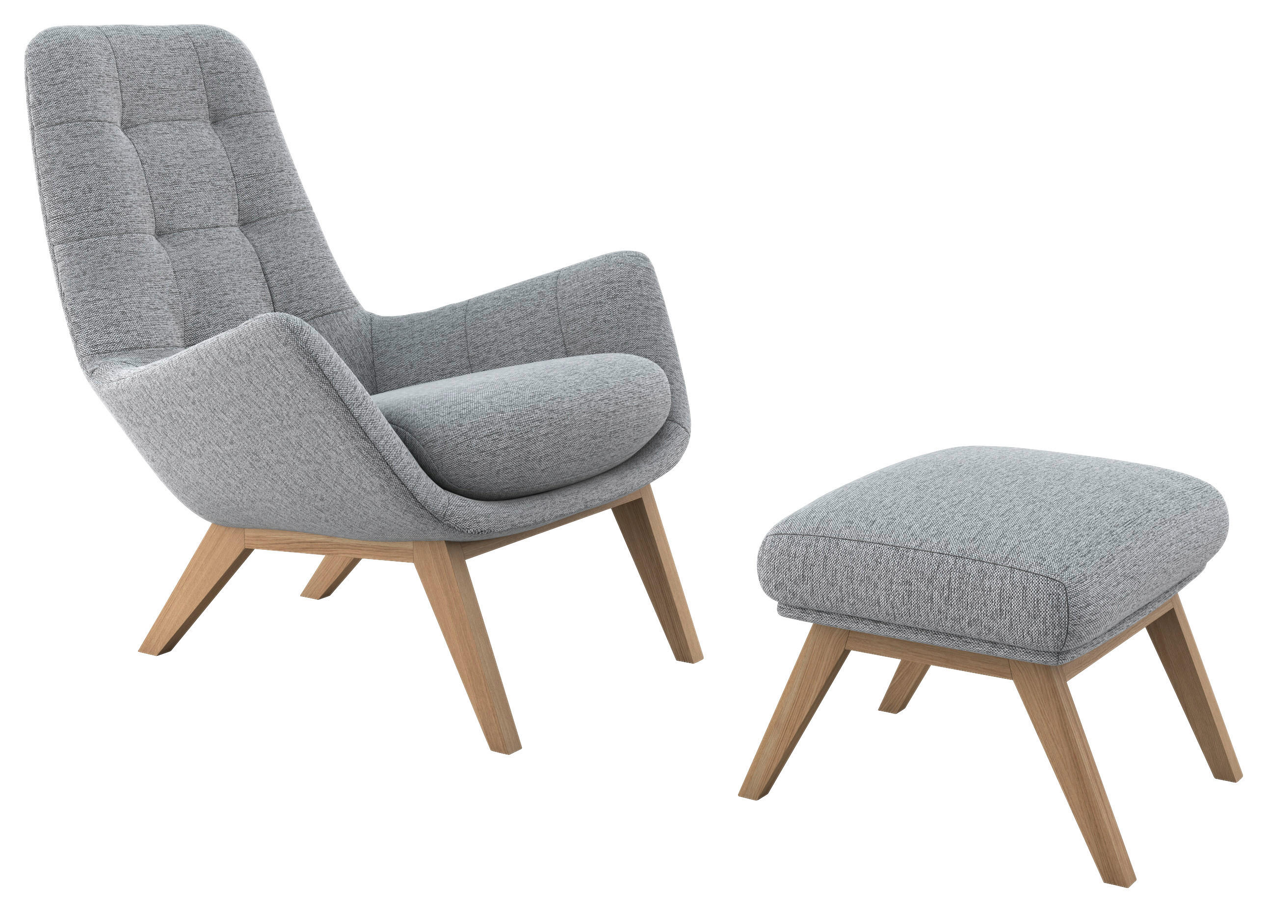 SESSELSET Flachgewebe Hocker    - Eichefarben/Hellgrau, Design, Holz/Textil (84/95/96cm) - MID.YOU