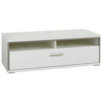 MEDIABÄNK i grå, silver, vit, vit högglans  - vit/silver, Design, metall/trämaterial (132/47/58cm) - Livetastic