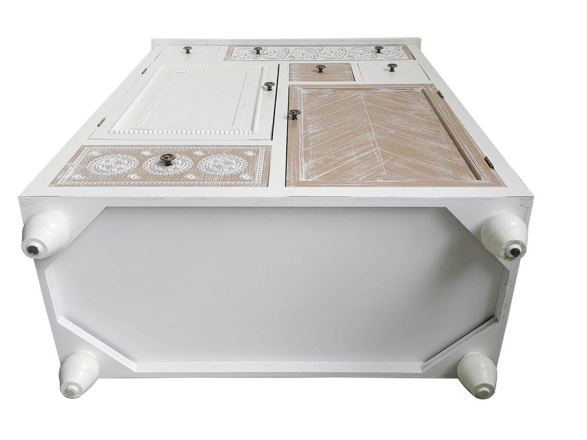 KOMODA, naravne barve, bela, svetlo rjava  - svetlo rjava/črna, Romantika, kovina/leseni material (83/115/40cm) - Landscape