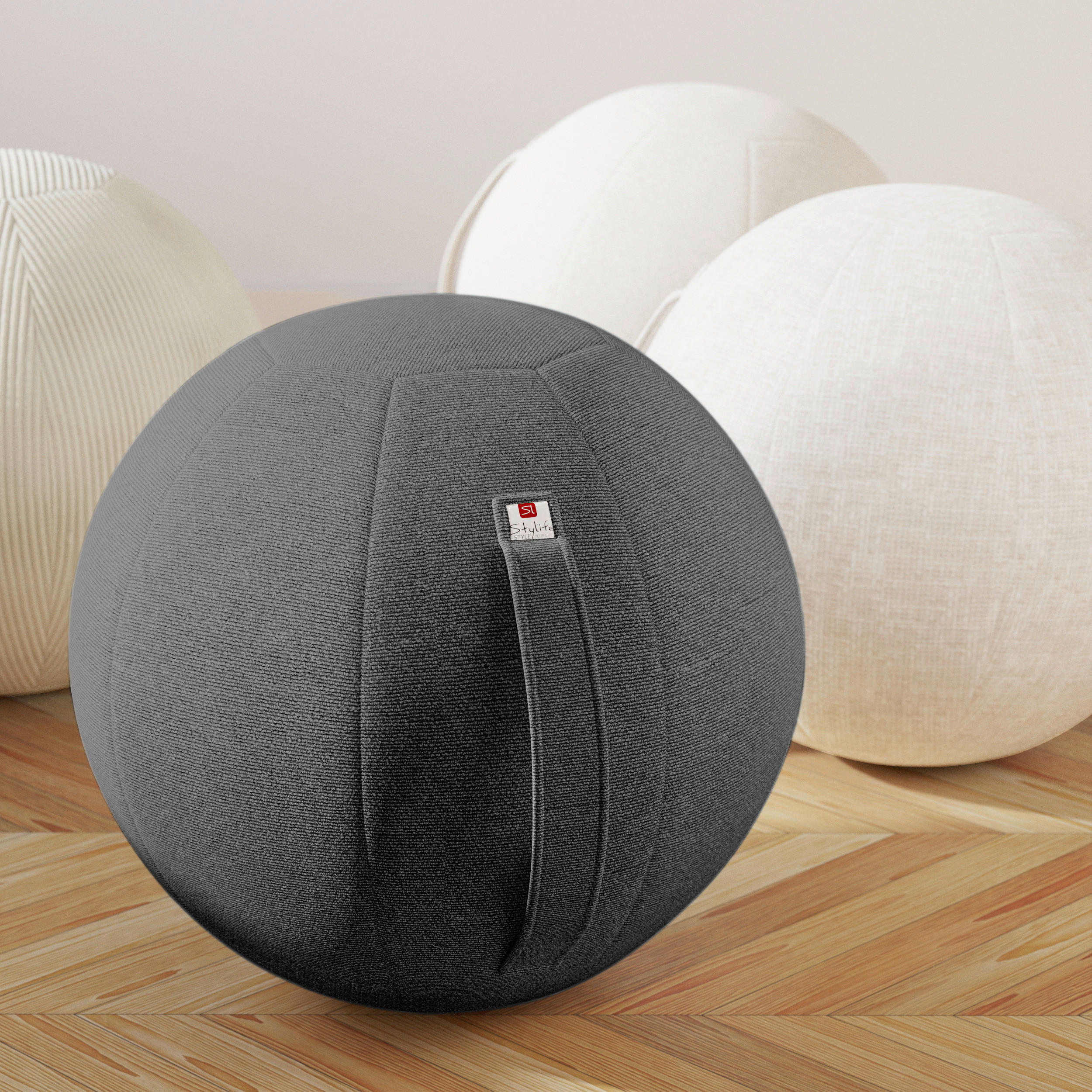 SITZBALL Webstoff Grau  - Grau, Design, Textil (65cm) - Stylife