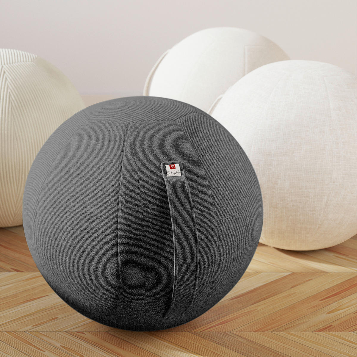 SITZBALL - Grau, Design, Textil (65cm) - Stylife