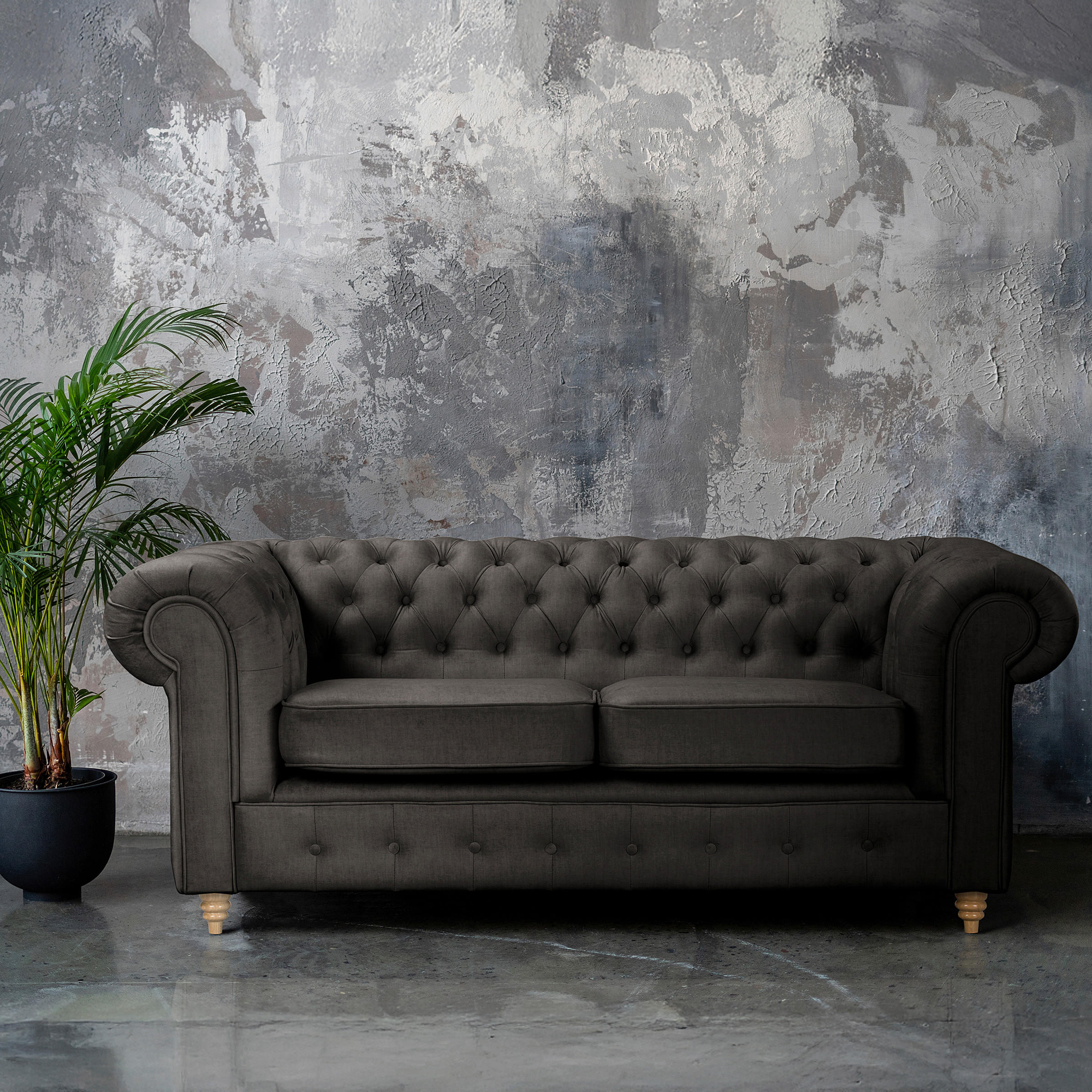 SCHLAFSOFA Mikrofaser Anthrazit Armteil links, Armteil rechts  - Anthrazit/Braun, Design, Holz/Textil (190/74/91cm) - P & B