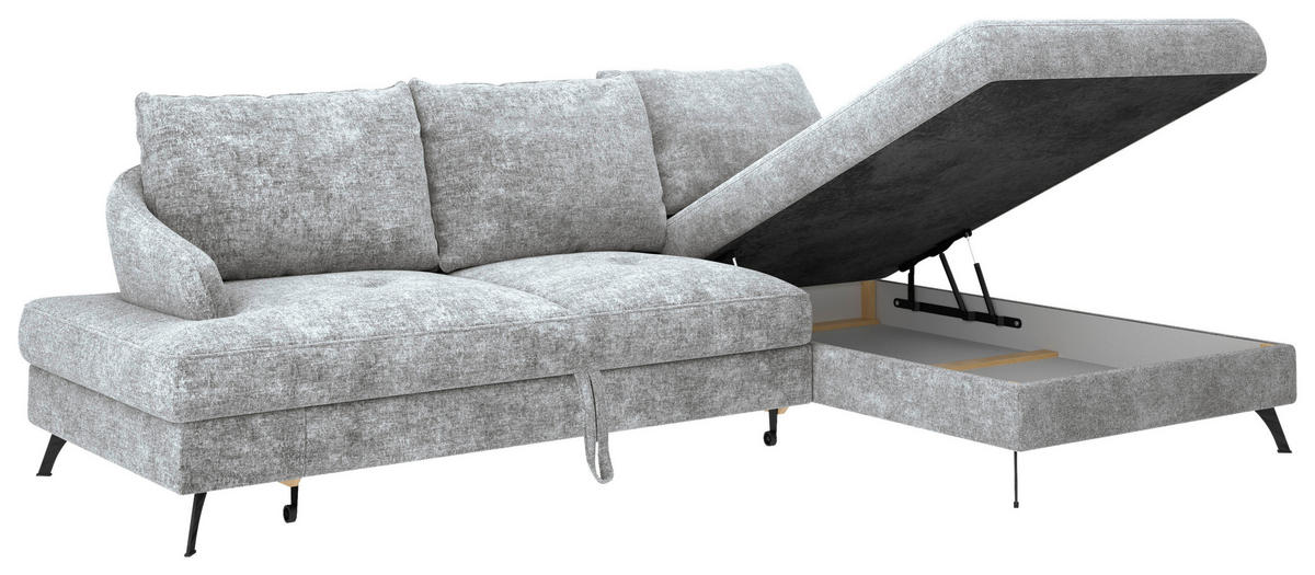 ECKSOFA in Webstoff Grau  - Schwarz/Grau, Konventionell, Textil/Metall (293/183cm) - Carryhome