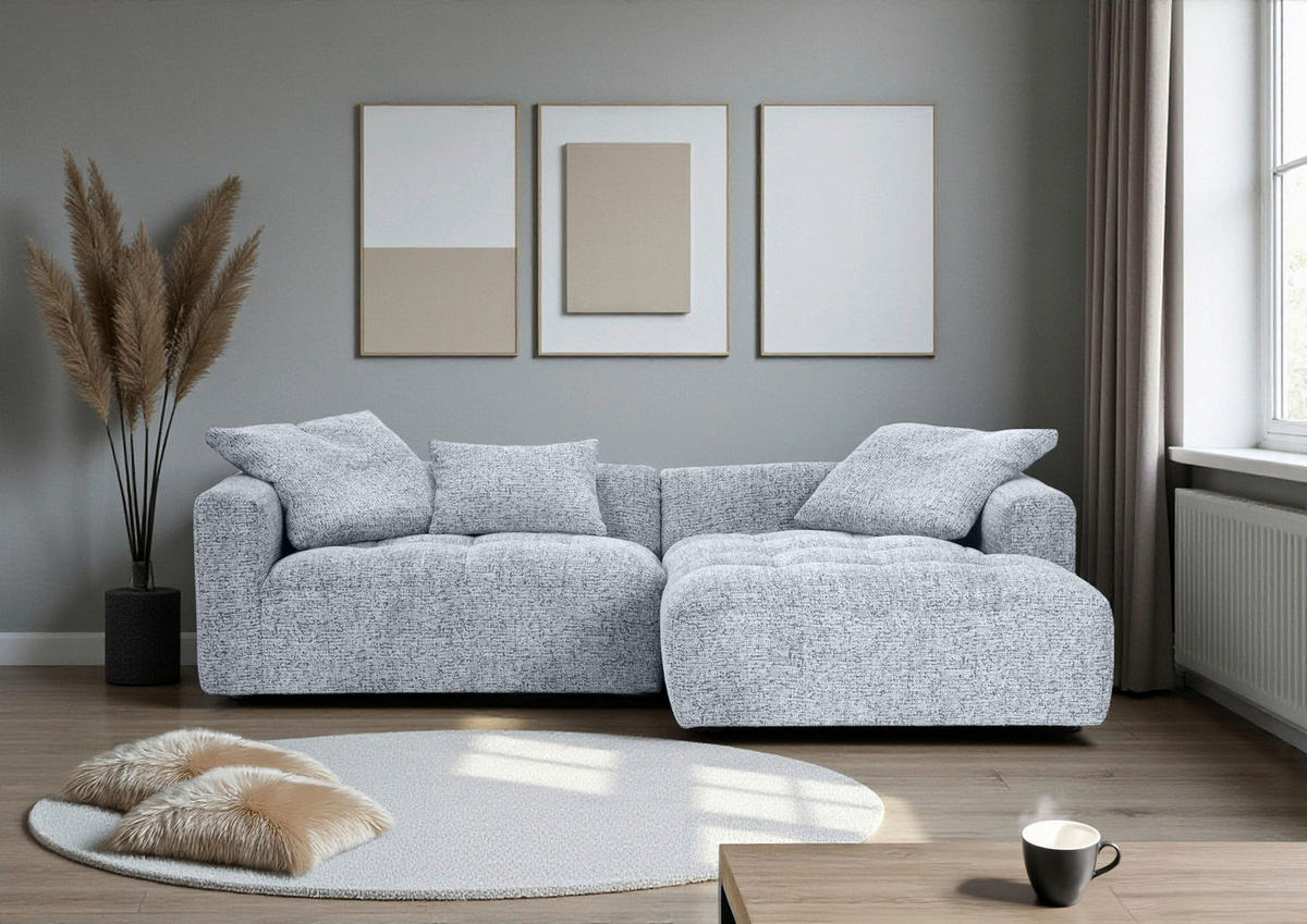 ECKSOFA Schwarz, Weiß Chenille  - Schwarz/Weiß, KONVENTIONELL, Kunststoff/Textil (276/170cm) - Carryhome