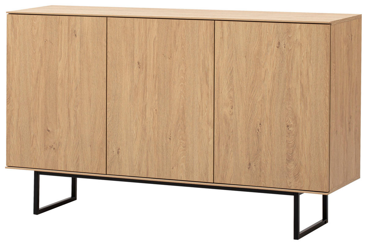 SIDEBOARD  in 150/90/40 cm  - Eichefarben/Schwarz, Design, Holzwerkstoff/Metall (150/90/40cm) - Modante