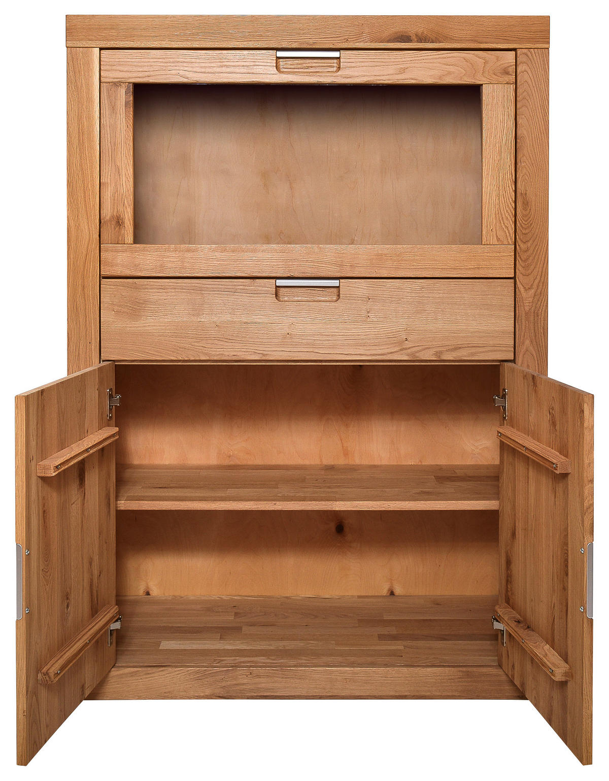 KOMMODE  in 95/126/42 cm  - Wildeiche/Alufarben, Natur, Glas/Holz (95/126/42cm) - Carryhome